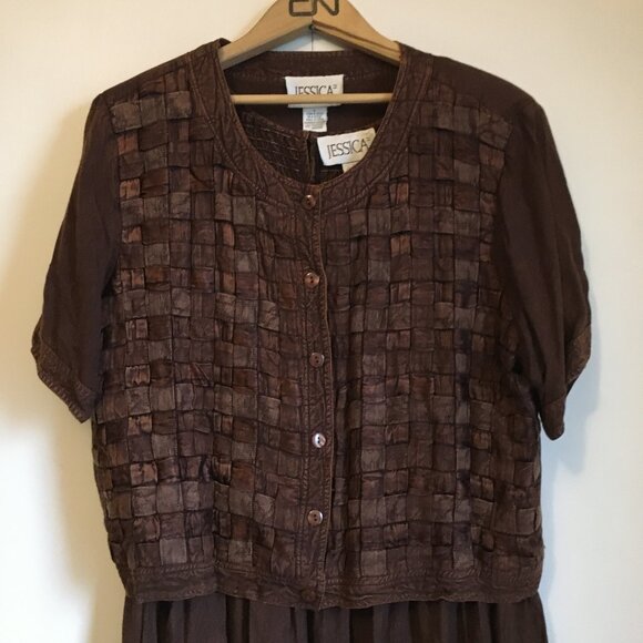 Vintage 90s Jessica Two Piece Maxi Bohemian Dress and Jacket - Picture 5 of 13